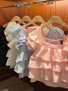 Princess Style Short Sleeve T-Shirt And Skirt Set for Girls with Fly Sleeve Cake Skirt Doll Shirt Summer Fashionable Childrens Outfit