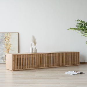 Scandinavian White Oak Simple TV Cabinet Japanese-Style Solid Wood Grille Black Walnut Storage Floor Cabinet Bedroom Locker