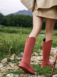 Women's Long Tube Rain Boots: 2025 New Style Anti-Slip Thick Bottom Outdoor Camping Waterproof PVC Shoes