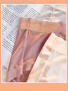 Ice silk underwear for girls lace light luxury silk satin ladies underwear Luxury Silk lace underwear