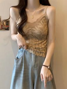 plus Size Lace Strap Bralette Tank Top Womens Integrated Pad Backless Outerwear Pure Desire Base Shirt Summer Commute