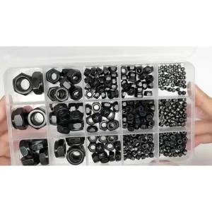 Mix M2 to M12 Set Kit Box DIN985 Hexagon Nylon Insert Lock Nut Hex Self Locking Nylock Locknut 304 Stainless Steel Black Steel