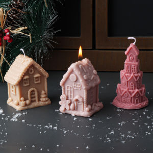 3D Christmas House เทียนแม่พิมพ์ซิลิโคน DIY Creative Cottage Chalet น้ํามันหอมระเหยพลาสเตอร์แม่พิมพ์ตกแต่งบ้านตกแต่งคริสต์มาสของขวัญ