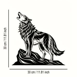 CIFbuy | CIFBUY Metal Wolf Wall Art Modern Wrought Iron Decor Rustic Roaring Animal Sign for Home Office Cafe Living Room Wall Hanging