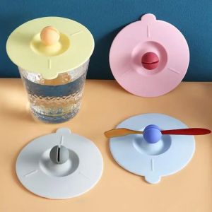 1/4PC Anti-dust Tea Coffee Sealed Lid Round Universal Food Grade Mug Lid Portable Mug Cup Cover Silicone Cup Lid Cup Accessories