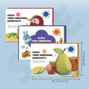 3D Handmade Origami Book Cartoon Animal/Fruits Origami Paper Kids DIY Craft ToyMontessori Toys Educational Toy for Children Gift