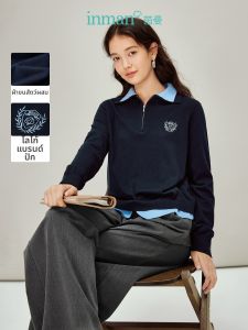 INMAN | Áo Thun Knit Cổ Polo Kiểu Giả Hai Mảnh Phong Cách Trường Học