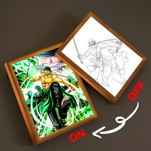 Hot Toys | Anime Light Painting Photo Frame One Piece Luffy Zoro LED Night Light Birthday Gift Manga Bedroom Decor Original Art Moon Lamp