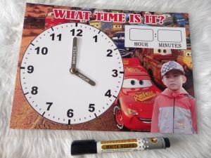 laminated reusable learning clock A4 size personalized