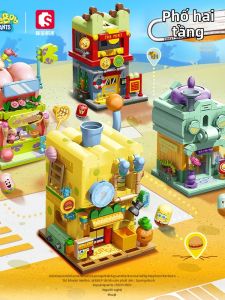 TUSIDI | Bộ Xây Dựng Khối Lắp Ráp Cảnh Phố Đầy Vui Nhộn SpongeBob Patrick và Squidward