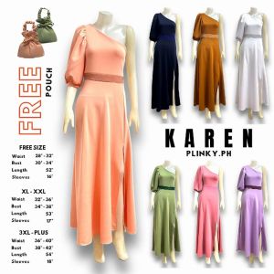 PLINKY KAREN One Shoulder Puff Sleeve 3/4 Length Ladies Gown Wedding Bridal Ninang Bridesmaids Debut Women’s Maxi Long Dress Formal Eveningwear Party Elegant Sophisticated Design - Ideal for Special Occasions Kasal Binyag Prom Graduation and Events