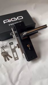 HANDLE PINTU RUMAH 1 SET HITAM DOF MINIMALIS 25CM 20CM / 1 SET KUNCI PINTU RUMAH GAGANG KOTAK LENGKUNG