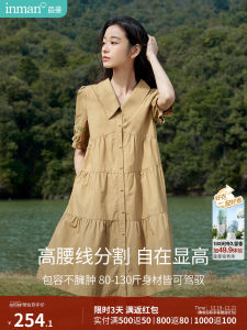 Loose Shirt Style Short Sleeve Doll Collar Midi Dress Womens Summer New Casual High Waist Cotton A-Line Dress