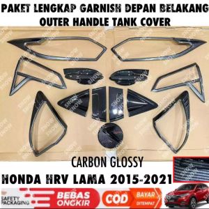 Paket Lengkap Honda Hrv 2015 2018 Garnish Lampu Depan Belakang Outer Handle Tank cover Carbon Glossy