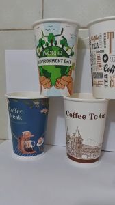 Ly giấy 16oz - 480ml mẫu Cafe Break Nền Xanh Set 100-300 cái kèm nắp