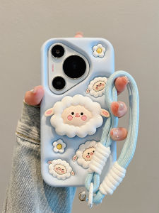 Cute L Silicone Phone Case Full Cover Protective Shell for Huawei Mate70 pro Pura70 Mate60 50 40 30 Series One-Piece Stand