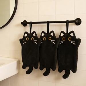 Funny Cat Hand Towels Kitchen Bathroom Hand Towel Ball Quick Dry Soft Absorbent Coral Fleece Microfiber Washcloth Hand Towels