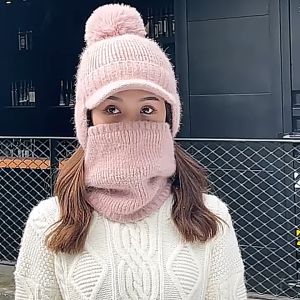 Topi Syal Rajut Versi Korea dengan Penutup Telinga untuk Menahan Dingin