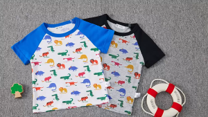 BETOP Kids Dinosaur All Over Print Raglan T-Shirt | Boys Short Sleeve Cotton Tee | Cute Dino Casual Top