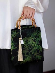 Retro Xiangyun Yarn Bamboo Joint Cheongsam Handbag New Chinese Style Ancient Style Han Chinese Clothing Chinese Style Womens Bag Skirt Handbag