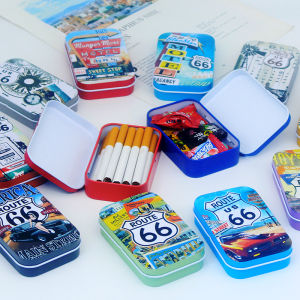 Portable Mini Iron Box with Lid Flip Cover Cigarette Box for Men Earphone Storage Box Thickened Design Carry Everywhere