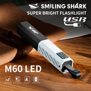 1PC SmileShark LED Flashlight Super Bright 5Modes Varifocal Handheld Flashlight USB Rechargeable With Lanyard for Outdoor SD1020