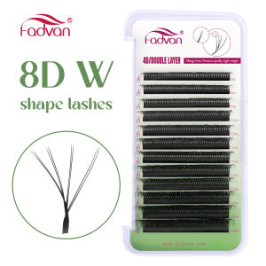 FADVAN 8D W Double Layers 4D W Shape Lashes Extension C/D Natural Soft Volume Fan Lash 0.07 C/D Curl Premade Fax Mink Eyelashes