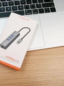 Cabletimes | CABLETIME USB C Gigabit Ethernet Adapter 3 Port USB C Hub 1000Mbps RJ45 Network Card for MacBook ipad Laptop Computers
