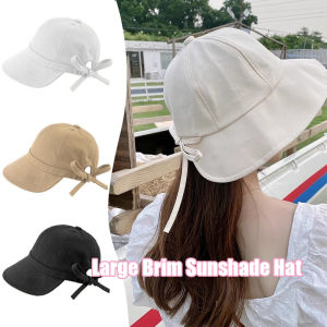 Womens Hat Back Bow Big Edge Sunshade Fishermans Hat Summer Sunscreen Anti Ultraviolet Empty Top Sun Hats Korean Mask Cap