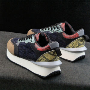 Mens Sporty Casual Shoes Fall 2022 New Style Running Thick Bottom Heightening Dad Trendy Winter Breathable Lace-Up Color Block Fashion Sneakers