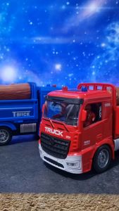 Mainan Mobil Remot Kontrol RC Dump Truk Tambang Kayu Batre Cas LED