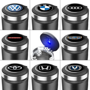 ที่เขี่ยบุหรี่ในรถยนต์แบบแขวนอเนกประสงค์ไอเดียสร้างสรรค์มีเอกลักษณ์ส่วนตัวพร้อมฝาปิดที่เขี่ยบุหรี่โลหะใช้ในรถยนต์สีเทา