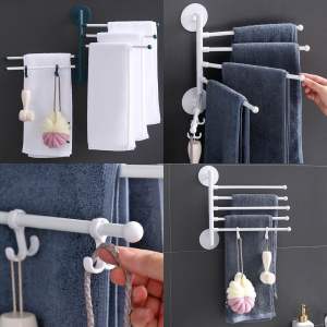 免打孔毛巾架4 Layer Bathroom Punch-Free Seamless Suction Cup Stainless Steel Towel Rack
