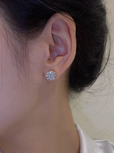 Good Luck Comes Rotatable Stud Earrings Female 925 Silver Needle Fine Zircon-Embedded Earrings Fancy Easiest for Match Anti-Allergy Earrings