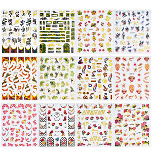 12Pcs 3D Bronzing Snake Flower Nail Stickers Vintage French Snakes Print Border Nails Decals Punk Style Halloween Manicure Decor