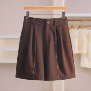 Slimming Comfortable Casual Shorts with Topstitching