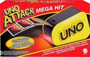 UNO Attack Mega Hit Card Game with Random-Action Launcher with Lights & Sounds & 112 Cards Kid Teen & Adult Game Night Gift Ages 7 Years & Older
