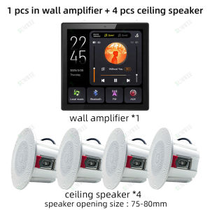 Multiple Languages Touch Screen Audio System 2 Zone Volume Sound Power In Wall Amplifiers Bluetooths Music Ceiling Speaker Panel