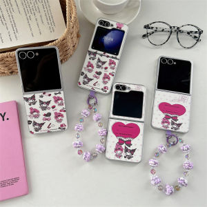 Creative Cartoon Flip Cover for Samsung ZFlip7/6/5/4/3 Phone Case Protective Shell Anti-Fall Skin Compatible with Kuromi