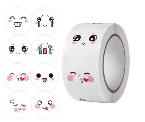 500-Piece Roll C51 Cartoon Smile Face Stickers Positive Childrens Reward Stickers Kindergarten Student Praise Gifts