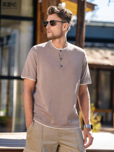 Enjeolon | Italian Old Money Style 14-gauge Henley Fake Layered T-shirt