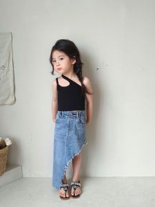 Internet Celebrity Childrens Clothing Girl Denim Skirt 2024 Summer New Arrival Kids Western Style European and American Style Bodycon Dress Korean Skirt