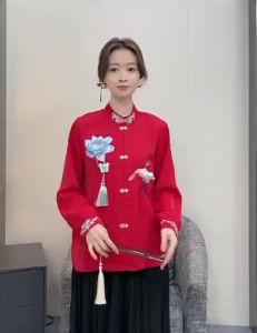 CNY Cheongsam Shirt Blouse Atasan Bordir Premium Wanita TM 0293