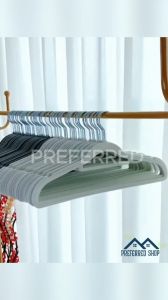 PREFERRED SHOP stock no.TTT 10pcs Anti-slip Velvet Hanger Space Saving Home Clothes Hanger