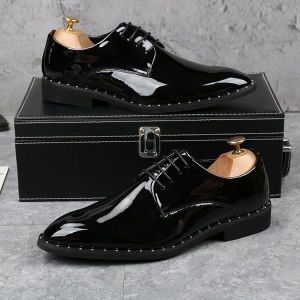 Black Bright Skin Casual Youth Groom Wedding Shoes Formal Wear