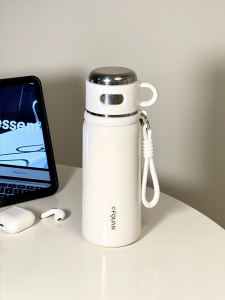 Cốc Nước Giữ Nhiệt Bằng Thép Không Gỉ Di Động 500ml Dành Cho Nữ Có Nắp Cốc Và Ống Hút Cốc Nước Có Thể Uống Hai Chiều