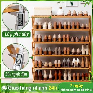 BOHO Kệ giày đa năng 3/4/5/6 tầng gỗ tre gấp gọn - Kệ đựng giày dép đa năng bằng tre lắp ghép tiết kiệm không gian