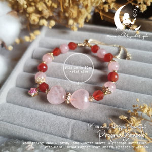 Moonchildvibes Curated: Wired Pragma Bracelet Slider - Madagascar Rose Quartz & Carnelian (Crystals for Finding Love)