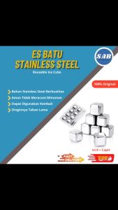 Es Batu Stainless Food Grade Ice Cube Reusable Anti Lumer Pendingin Minuman Bisa Pakai Ulang 8pcs