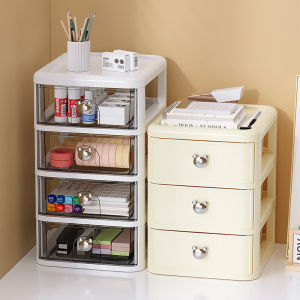 โต๊ะเก็บของลิ้นชักโต๊ะเครื่องแป้งใสกล่องเก็บเครื่องสำอางพลาสติกหลายชั้นชั้นวางเครื่องเขียน COD